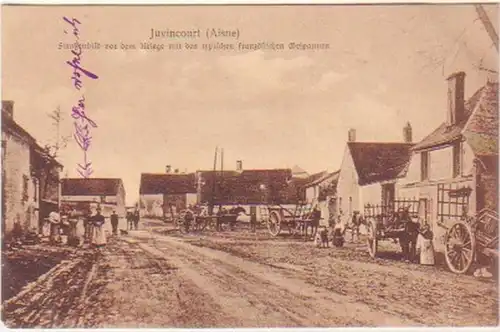 25687 Ak Juvincourt (Aisne) Image de rue pendant la 1ère guerre mondiale