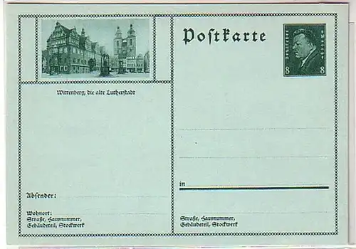 25663 Ganzsachen Postkarte Lutherstadt Wittenberg 1930