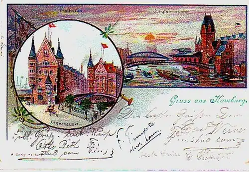 25649 Multi-image Ak salutation de Hambourg port libre, etc. 1901