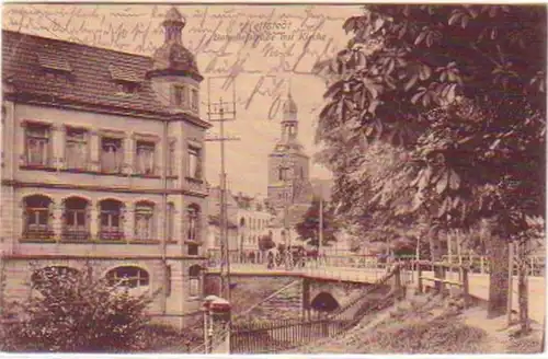 25647 Ak Hettstedt Bahnhofstraße mit Kirche 1912