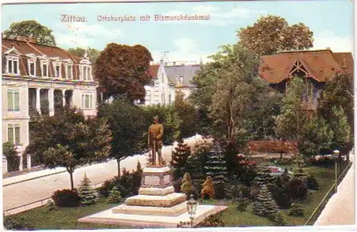 25644 Ak Zittau Ottokarplatz mit Denkmal 1912