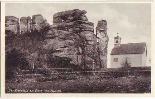 25640 Ak de la haute pierre près de Dahn avec chapelle vers 1940
