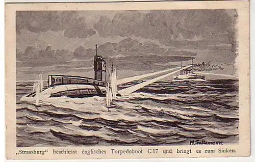 25621 Ak "Strassburg" beschiesst engl. Torpedoboot 1917