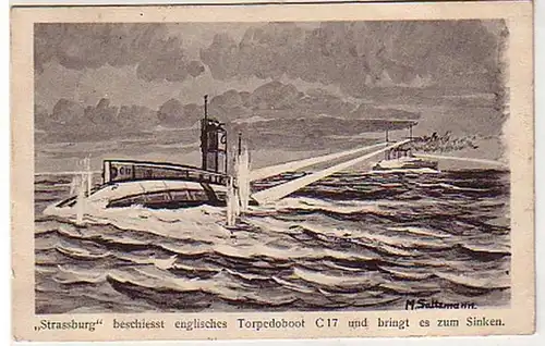 25621 Ak "Strassburg" tire en anglais Torpille bateau 1917