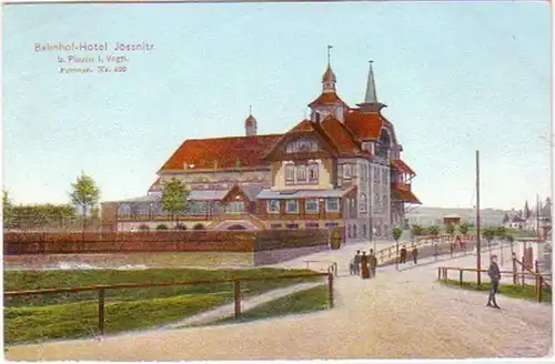 25587 Ak Bahnhof-Hotel Jössnitz b. Plauen i. Vogtl. 1911