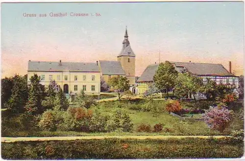 25546 Ak Gruss aus Gasthof Crossen i. Sa. 1912