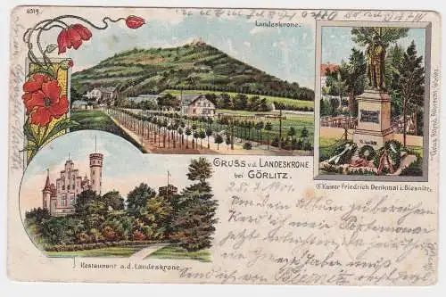 907987 Ak Gruß von der Landeskrone bei Görlitz 1901