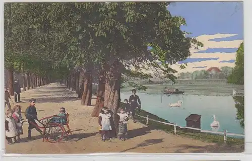 25462 Ak Borna Park Partie am breiten Teich 1911