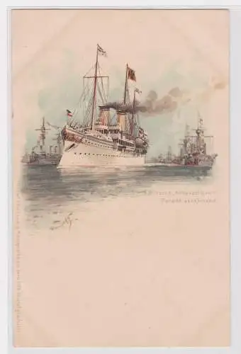 25453 Ak S.M. Yacht "Haut-zollern" pour le défilé vers 1900
