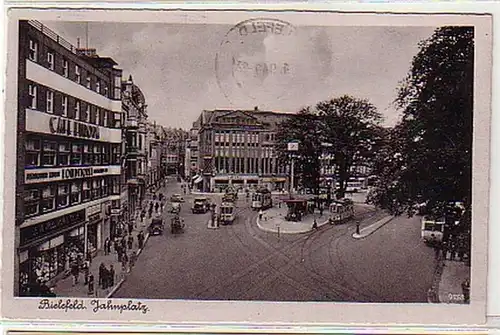 25410 Ak Bielefeld Jahnsplatz mit Straßenbahnen 1940