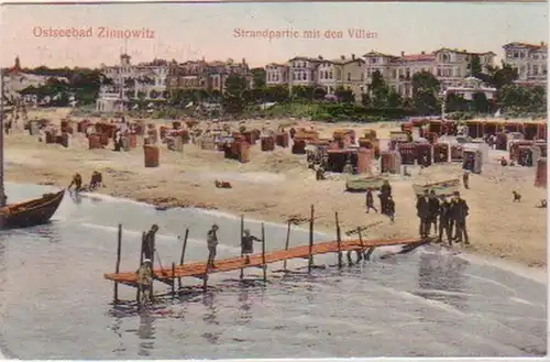 25394 Präge Ak Ostseebad Zinnowitz Strandpartie 1908