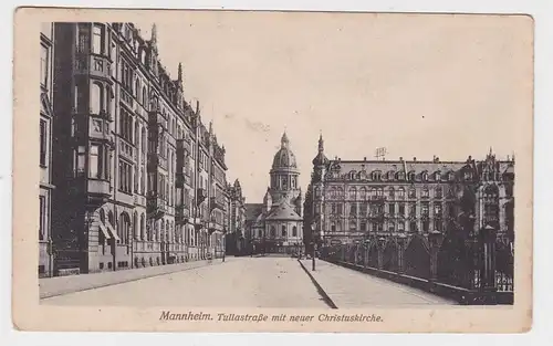 98356 Ak Mannheim Tullastraße mit Christuskirche 1918