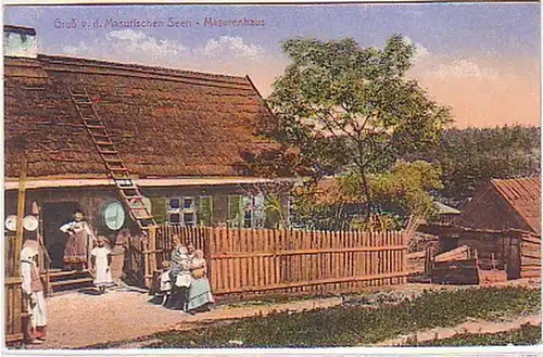 25379 Ak Gruß von den Masurischen Seen Masurenhaus 1916