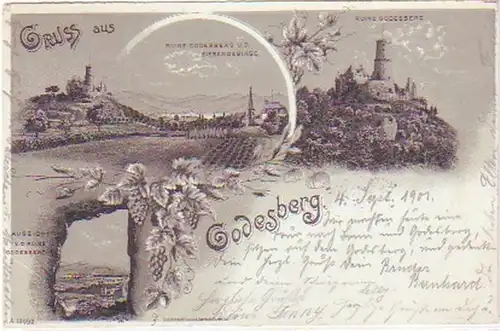 25368 Carte de la Lune Salutation de Godesberg 1901
