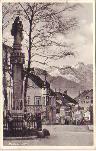 25360 Ak Murnau Markt mit Denkmal 1935