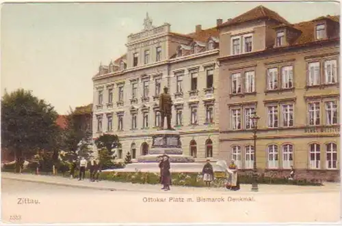 25291 Ak Zittau Ottokar Platz m. Bismarck Denkm. um1910
