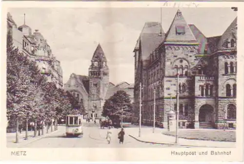 25283 Feldpost Ak Metz Hauptpost und Bahnhof 1942