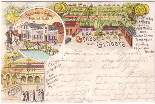 25248 Ak Lithographie Gruß aus Gröbers Gasthaus 1903