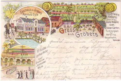 25248 Ak Lithographie Salutation de l'auberge de Gröbers 1903