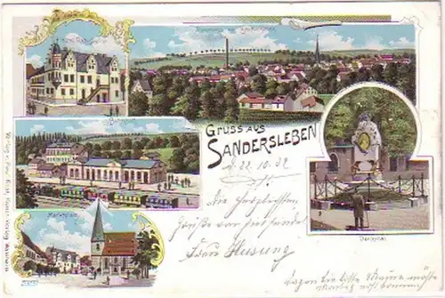 25235 Ak Lithographie Gruss de Sandersleben 1902