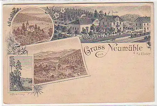 25212 Ak Gruss aus Neumühle a.d. Elster 1897