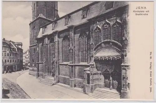 13463 Ak Jena Kirchplatz mit Stadtkirche um 1900