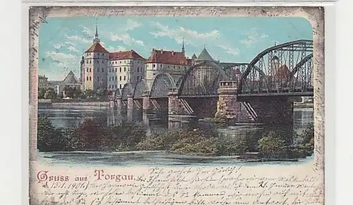 25165 Ak Gruß aus Torgau Elbbrücke 1901