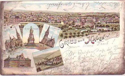 25161 Ak Lithographie Gruß aus Hagen in Westfalen 1898