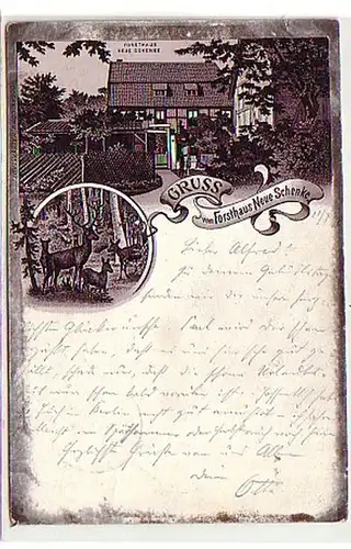 25141 Ak Salutation de la Maison Forestière Neue Schenke Suderode 1896
