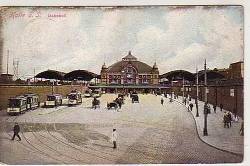 25130 Ak Halle an der Saale Bahnhof 1908