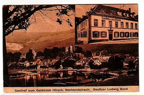 25080 Ak Neckarsteinach Gasthof zum goldenen Hirsch1932