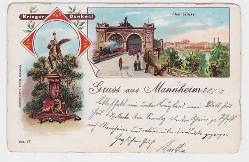 95636 Ak Lithographie Gruss aus Mannheim 1902