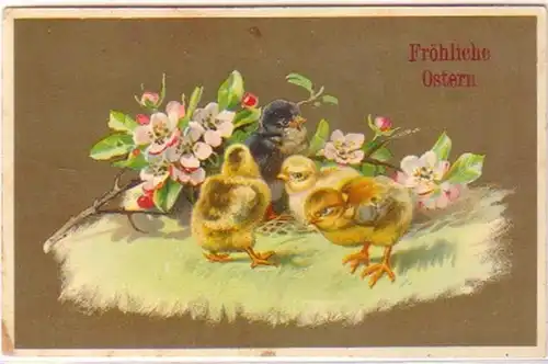 25050 Oster Ak 4 Küken und Blütenzweig um 1920