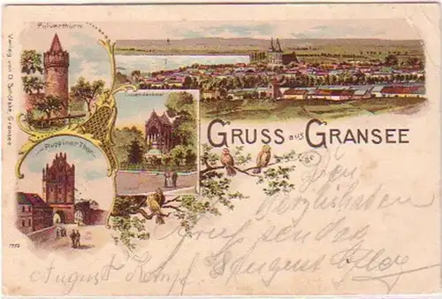 25027 Ak Lithographie Salutation de Gransee 1903