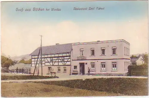 25016 Ak Gruß aus Stöcken bei Werdau Restaurant um 1910