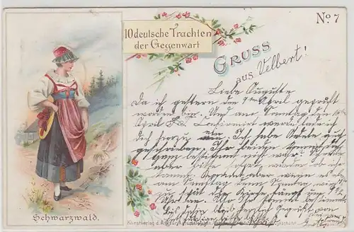 25010 Ak Lithographie Schwarzwald Trachten 1905