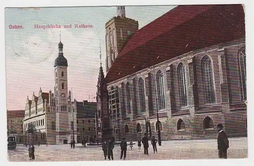 86645 Ak Guben Eglise principale et hôtel de ville 1908
