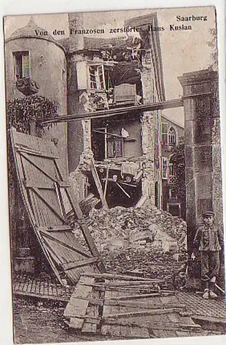 24986 Feldpost Ak Saarburg zerstörtes Haus Kusian 1915