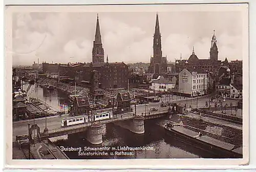 24981 Ak Duisburg Schwanentor und Rathaus 1940