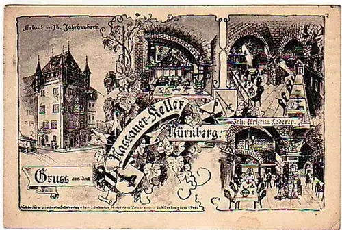 24964 Ak Salutation du Nassauer Keller Nuremberg 1922