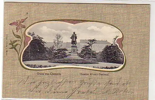 24930 Ak Gruss aus Chemnitz Theodor-Körner-Denkmal 1907