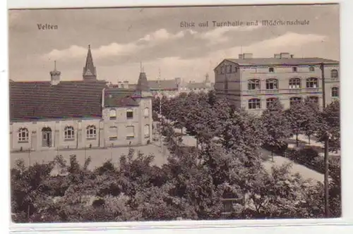 24926 Ak Velten Turnhalle und Mädchenschule 1917