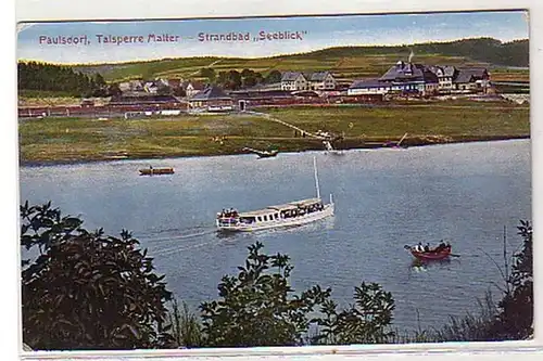 24902 Ak Paulsdorf Talsperre Malter Strandbad um 1910