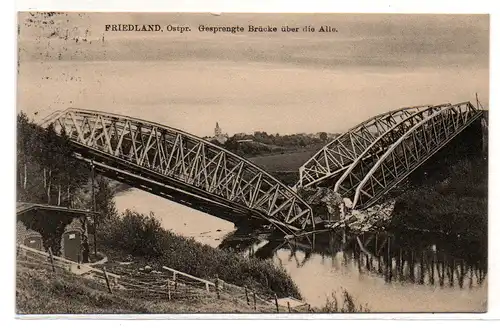24856 Ak Friedland Prusse orientale pont sapé en 1915