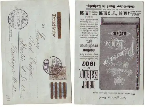 24851 entier Ak catalogue des marques postales Gefreder Moutarde à Leipzig 1907