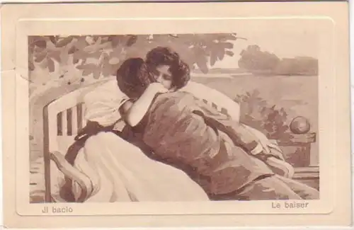24837 Erotik Ak "Le Baiser" "Der Baiser" 1908