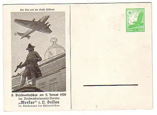 24822 Ganzsachen Ak Briefmarkenschau Dessau 1938
