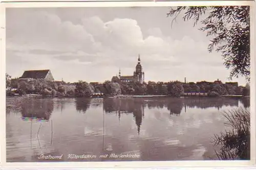 24796 Ak Stralsund Küterdamm avec Marienkirche 1935