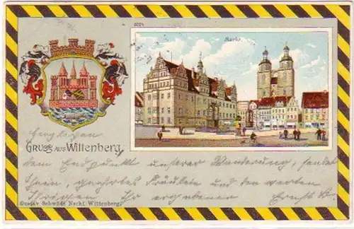 24748 Wappen Ak Lithographie Gruß aus Wittenberg 1905