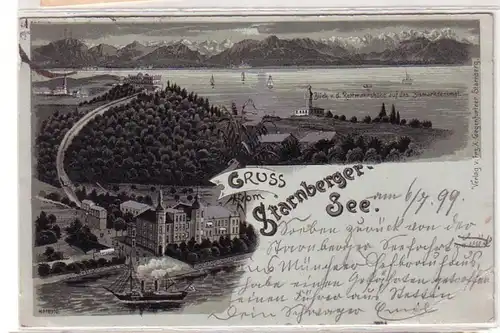 24740 Carte de la Lune Salutation du lac Starnberg 1899
